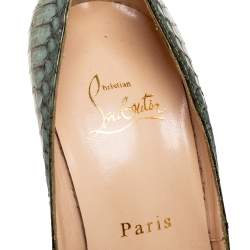 Pre Owned Christian Louboutin Two-Tone Water Snake Leather Maryl Pumps Size 37