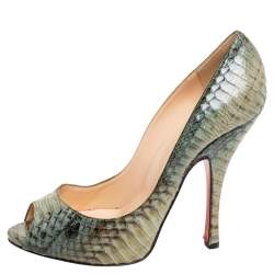 Pre Owned Christian Louboutin Two-Tone Water Snake Leather Maryl Pumps Size 37