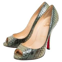 Pre Owned Christian Louboutin Two-Tone Water Snake Leather Maryl Pumps Size 37