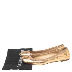 Christian Louboutin Gold Python Embossed Leather Ballet  Flats Size 37