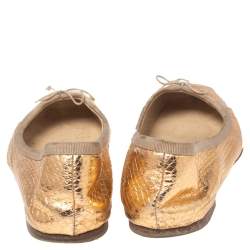 Christian Louboutin Gold Python Embossed Leather Ballet  Flats Size 37