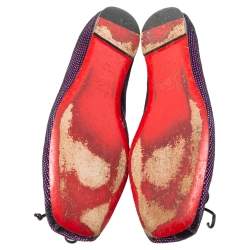 Christian Louboutin Purple/Black Suede Rosella Ballet Flats Size 37