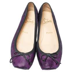 Christian Louboutin Purple/Black Suede Rosella Ballet Flats Size 37