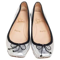 Christian Louboutin Silver Python Embossed Leather Ballet Flats Size 36.5