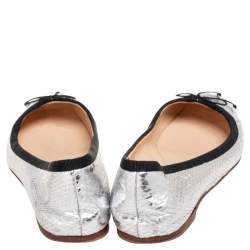 Christian Louboutin Silver Python Embossed Leather Ballet Flats Size 36.5