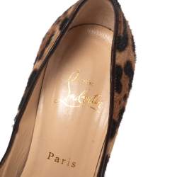 Christian Louboutin Brown/Beige Leopard Print Calf Hair Maryl Pumps Size 37 