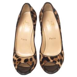 Christian Louboutin Brown/Beige Leopard Print Calf Hair Maryl Pumps Size 37 
