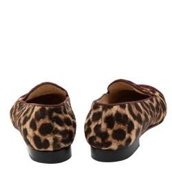 Christian Louboutin Brown Leopard Print Pony My Love Velvet Smoking Slippers Size 38.5