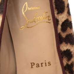Christian Louboutin Brown Leopard Print Pony My Love Velvet Smoking Slippers Size 38.5