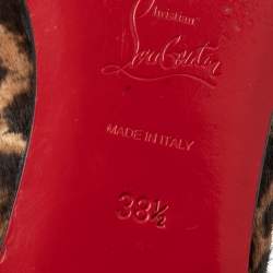 Christian Louboutin Brown Leopard Print Pony My Love Velvet Smoking Slippers Size 38.5