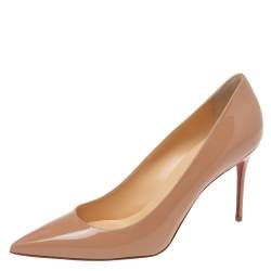 Pre Owned Christian Louboutin Beige Patent Leather Kate Pumps Size 41