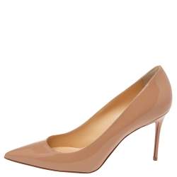 Pre Owned Christian Louboutin Beige Patent Leather Kate Pumps Size 41