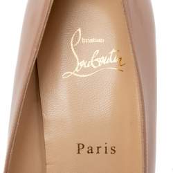 Pre Owned Christian Louboutin Beige Patent Leather Kate Pumps Size 41