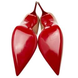 Pre Owned Christian Louboutin Beige Patent Leather Kate Pumps Size 41