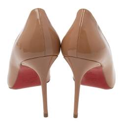 Pre Owned Christian Louboutin Beige Patent Leather Kate Pumps Size 41
