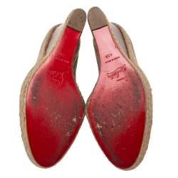 Christian Louboutin Grey Wool Deroba Espadrilles Wedge Sandals Size 40