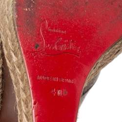 Christian Louboutin Grey Wool Deroba Espadrilles Wedge Sandals Size 40