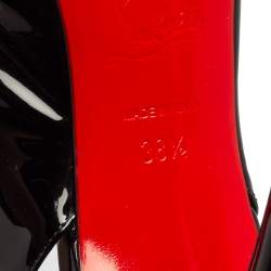 Pre Owned Christian Louboutin Black Patent Leather and PVC Brigadine Spike Slingback Pumps Size 38.5