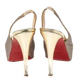 Christian Louboutin Multicolor Glitter Leather No Prive Peep-Toe Slingback Sandals Size 39