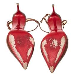 مملوكة مسبقًا حذاء كعب عالي كريستيان لوبوتان كروكوكيوتي جلد نقشة التمساح بني بحزام للكاحل مقاس 40