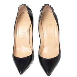Pre Owned Christian Louboutin Black Leather Zappa Pumps Size 38
