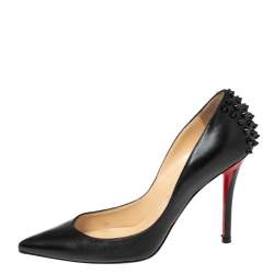 Pre Owned Christian Louboutin Black Leather Zappa Pumps Size 38