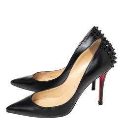 Pre Owned Christian Louboutin Black Leather Zappa Pumps Size 38