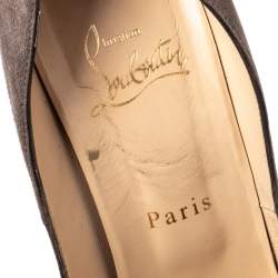 Pre Owned Christian Louboutin Grey Suede Lady Peep  Pumps Size 38