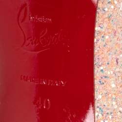Pre Owned Christian Louboutin Peach Pink Glitter Iriza Pumps Size 40