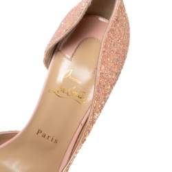 Pre Owned Christian Louboutin Peach Pink Glitter Iriza Pumps Size 40