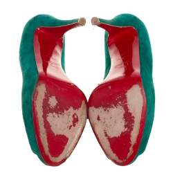 Pre Owned Christian Louboutin Green Suede Very Prive Pumps Size 39