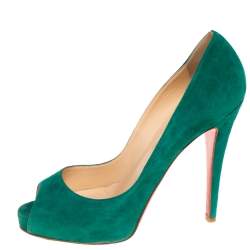 Pre Owned Christian Louboutin Green Suede Very Prive Pumps Size 39
