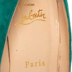 Pre Owned Christian Louboutin Green Suede Very Prive Pumps Size 39