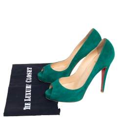 Pre Owned Christian Louboutin Green Suede Very Prive Pumps Size 39