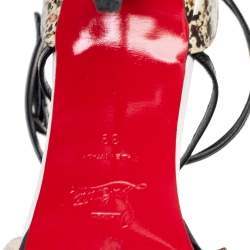 Christian Louboutin Tri-Color Suede and Printed Patent Leather Monocronana Spikes Sandals Size 39