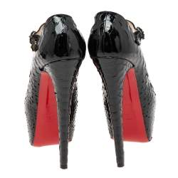 Pre Owned Christian Louboutin Black Python Leather Daffodile Pumps Size 36