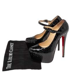 Pre Owned Christian Louboutin Black Python Leather Daffodile Pumps Size 36