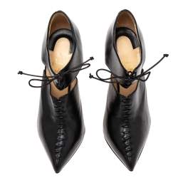 Pre Owned Christian Louboutin Black Leather Corsita Booties Size 36