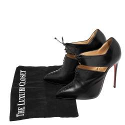Pre Owned Christian Louboutin Black Leather Corsita Booties Size 36