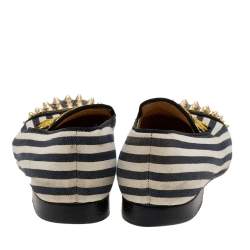 Christian Louboutin Multicolor Patent Leather And Canvas Havanana Spiked Smoking Slippers Size 40