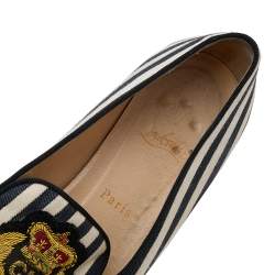 Christian Louboutin Multicolor Patent Leather And Canvas Havanana Spiked Smoking Slippers Size 40