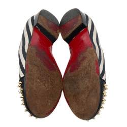 Christian Louboutin Multicolor Patent Leather And Canvas Havanana Spiked Smoking Slippers Size 40