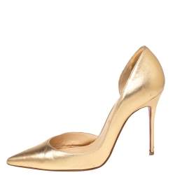 Pre Owned Christian Louboutin Gold Leather Iriza D'orsay Pumps Size 39