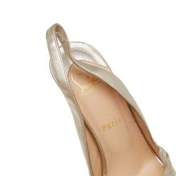 Christian Louboutin Gold Leather Jenny Knotted Platform Slingback Sandals Size 37