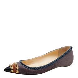 Christian Louboutin Multicolor Calf Hair And Suede Spiked Malabar Hill Ballet Flats Size 38