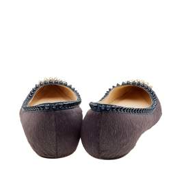 Christian Louboutin Multicolor Calf Hair And Suede Spiked Malabar Hill Ballet Flats Size 38