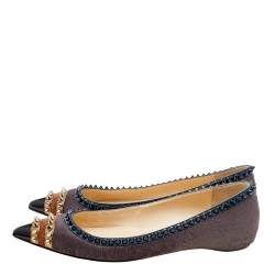 Christian Louboutin Multicolor Calf Hair And Suede Spiked Malabar Hill Ballet Flats Size 38