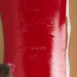 Christian Louboutin Beige Patent Leather Peep-Toe Pumps Size 39