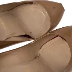 Christian Louboutin Beige Patent Leather Peep-Toe Pumps Size 39