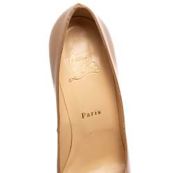 Pre Owned حذاء كعب عالي كريستيان لوبوتان ألتاداما جلد لامع بيج مقاس 40.5